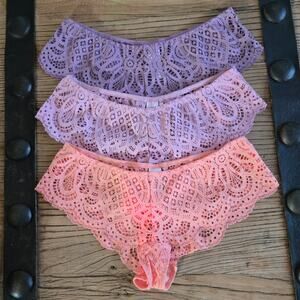 Victoria's Secret Lace Dream Angels Cheeky Panty Bundle Sz XS New 3 pieces